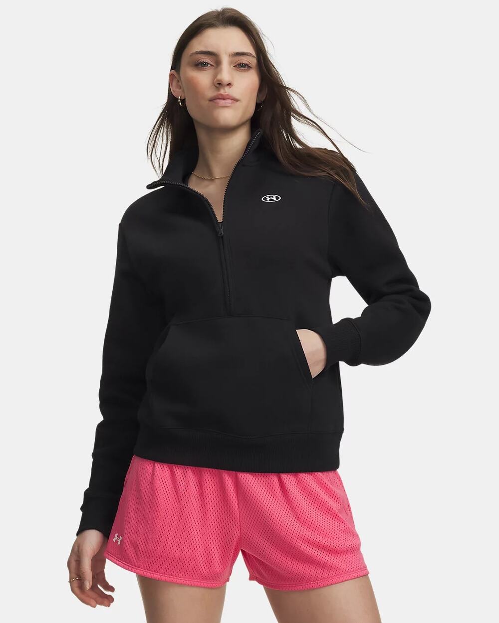 NWT Under Armour UA Rival Fleece Women's ½ Zip in Black size Medium